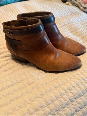 Clark’s Brown Leather Ankle Boots with Dark Brown Strap Detail